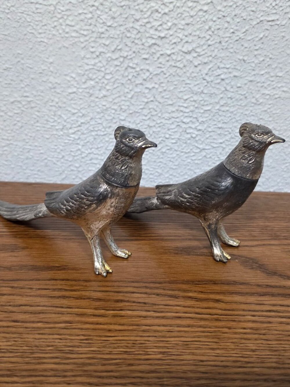 Vintage Kitchen Accessories Quail Pheasants Metal Salt & Pepper Shakers